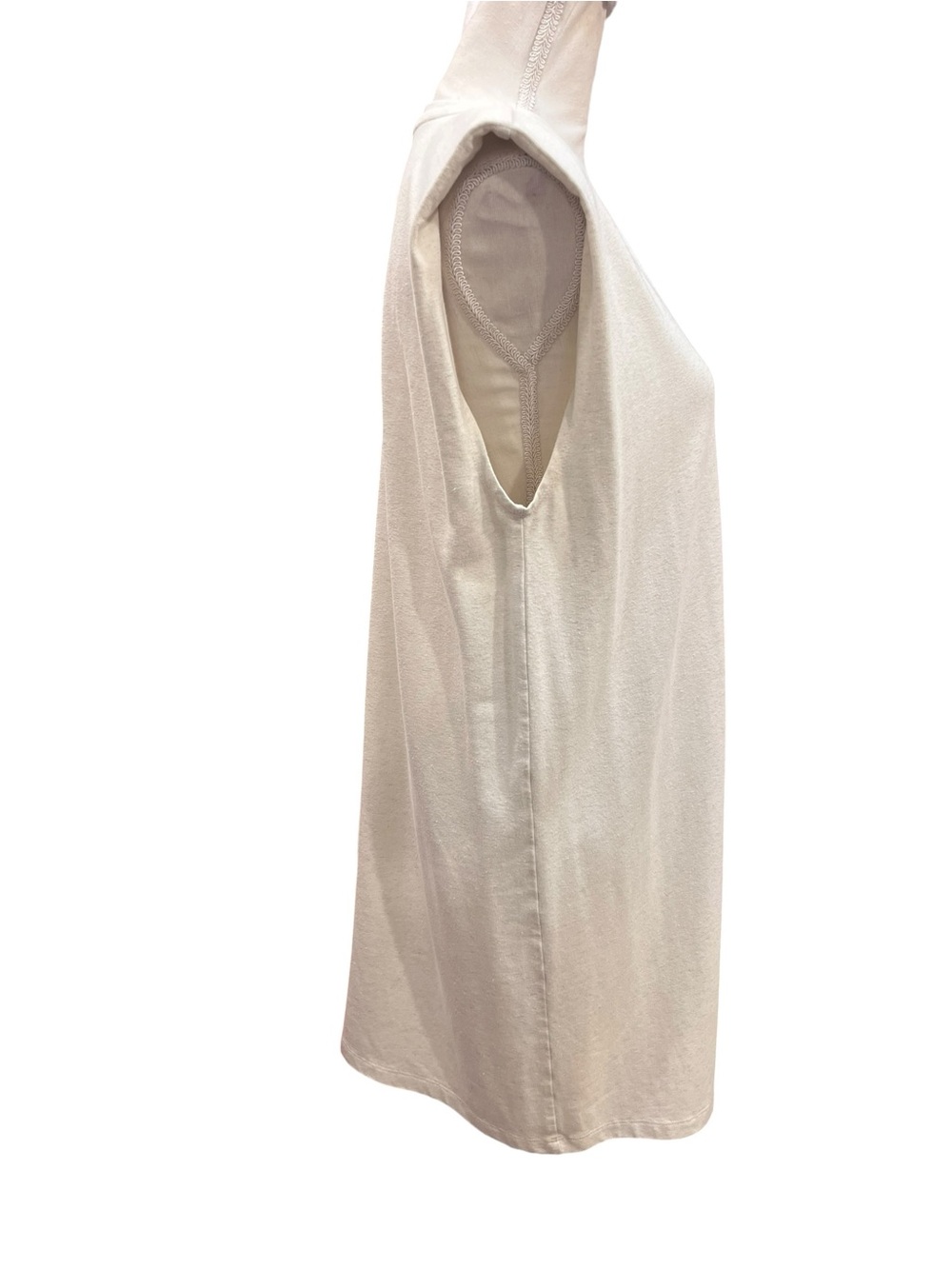 Banana Republic Linen Blend Padded Shoulder Midi T Shirt Dress Ivory M - Picture 4 of 9
